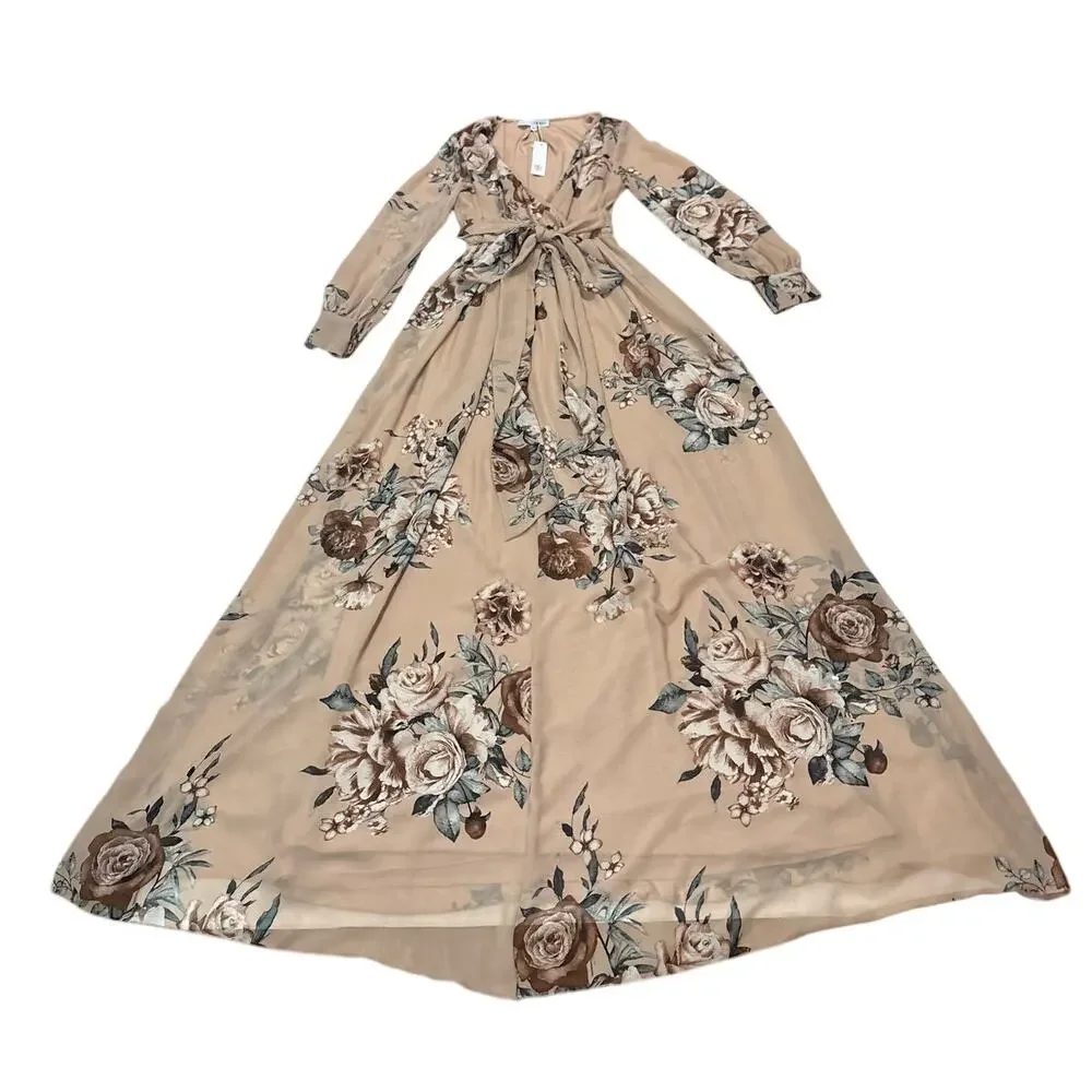 NWT Baltic Born Womens XS Lydia Maxi Long Dress Floral Blush Pink Wedding Guest - Picture 4 of 12